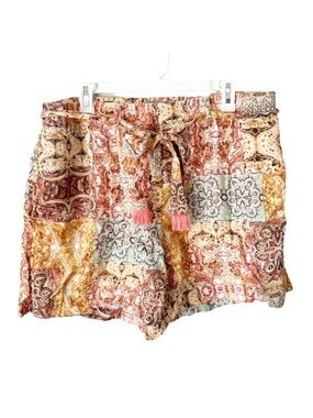 Johnny Was Shorts Women's XL Astoria Easy Linen Patchwork Boho Bohemian